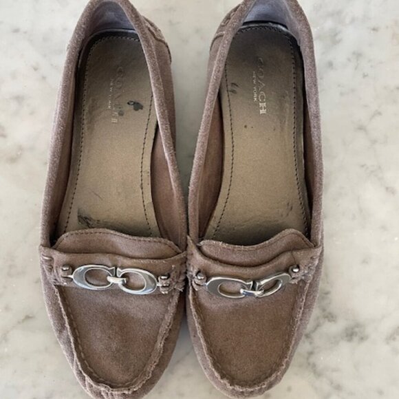 COACH Fortunata Gray Suede C Bit Driving Flats Loafers 6.5B - Picture 2 of 16